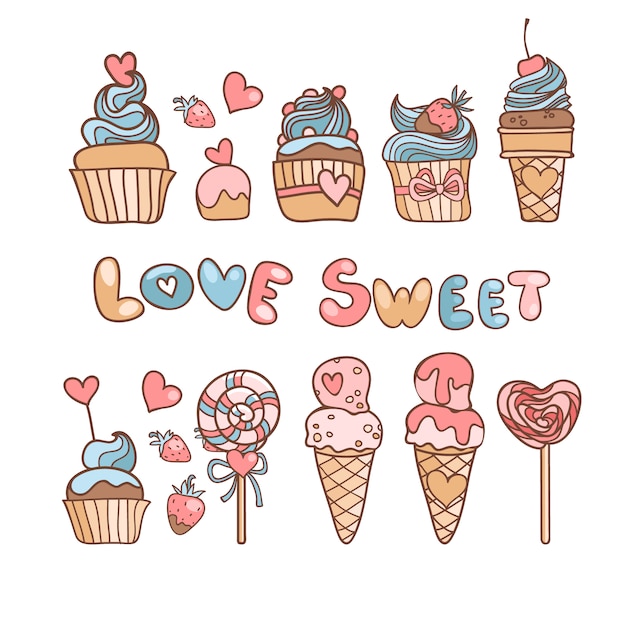 Gratis vector sweet ontwerpen collectie