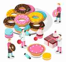 Gratis vector sweet shop isometrische samenstelling