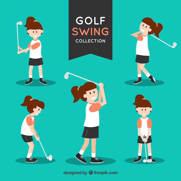 Gratis vector swing golfcollectie met spelers