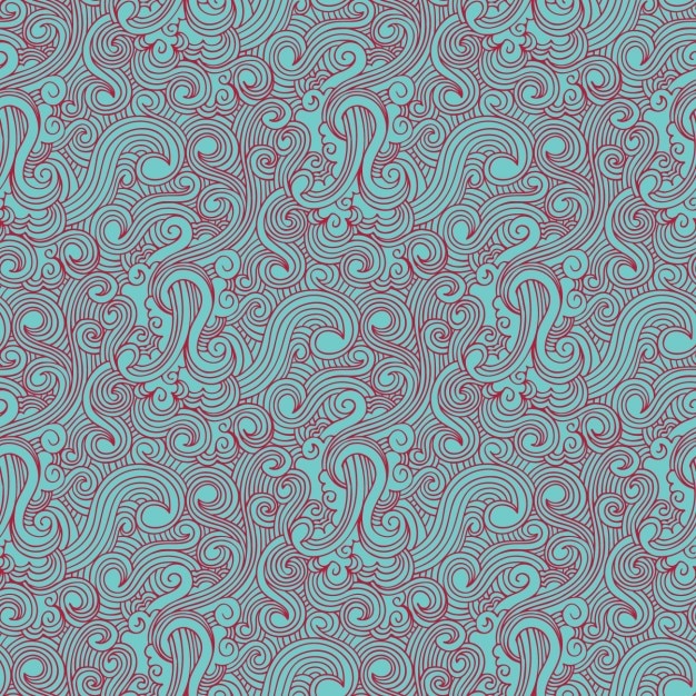 swirl rood en lichtblauw getekende patroon