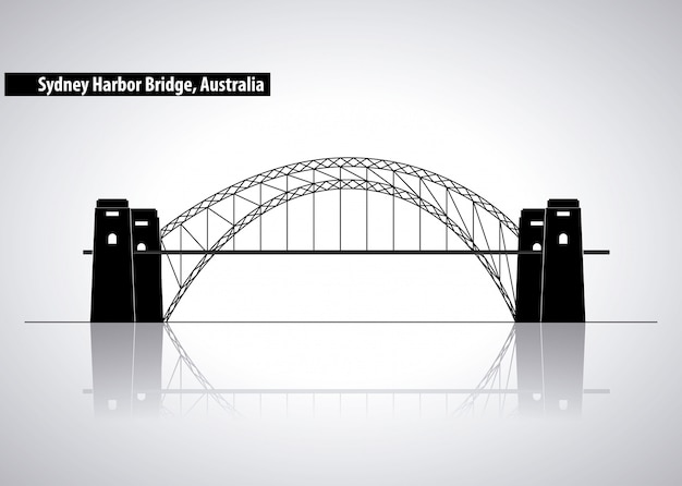 Sydney Harbour Bridge in Australië, silhouetillustratie