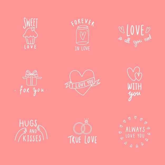 Symbolen van liefde icon set vector