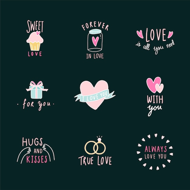 Symbolen van liefde icon set vector