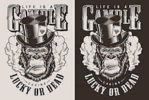 Gratis vector t-shirt print met gorilla concept