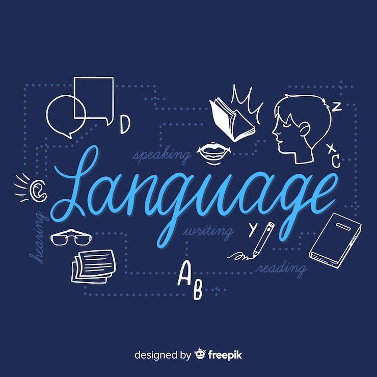 Gratis Vector taalsamenstelling met een plat ontwerp