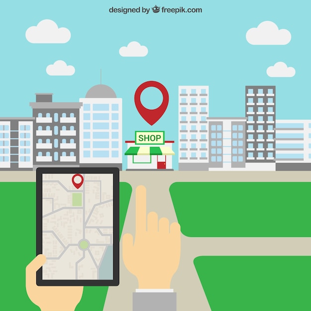 Gratis vector tablet gps-navigatie