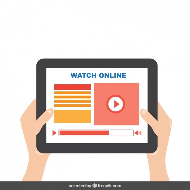 Gratis Vector tablet met video-speler op het scherm