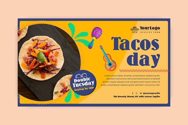 Gratis vector tacos dag mexicaans eten sjabloon voor spandoek