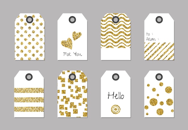 Tags met glitter textuur set