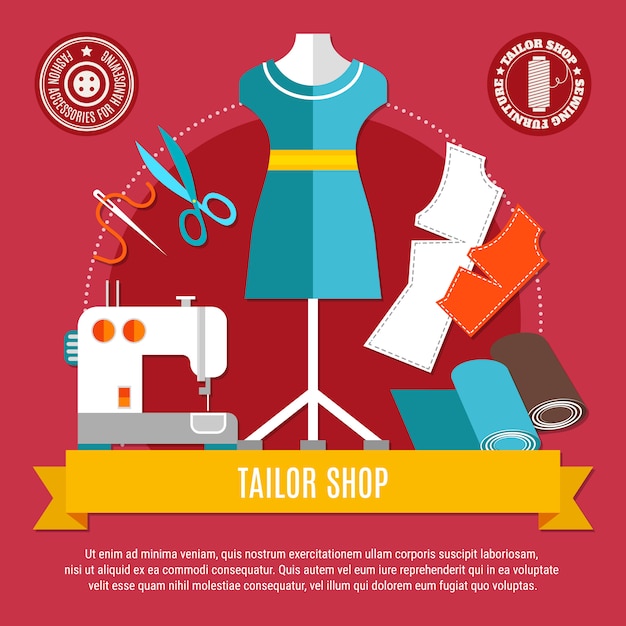 Gratis vector tailor shop concept illustratie