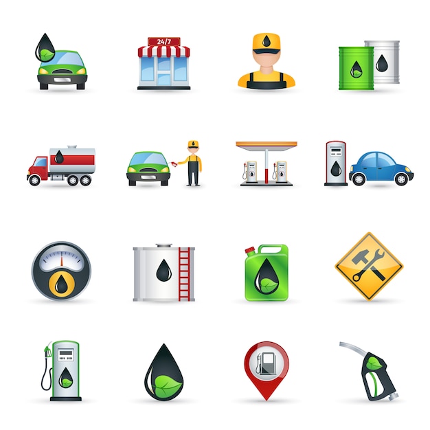 Tankstation Icons Set