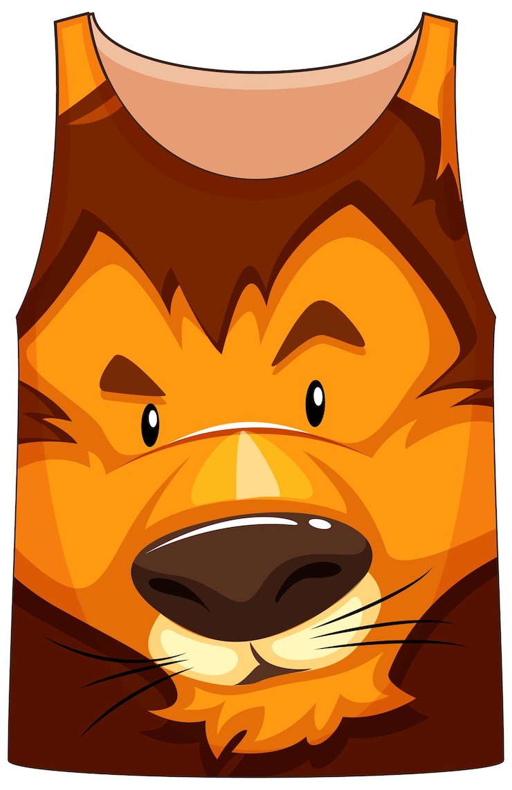 Gratis Vector tanktop met gezicht van leeuwenpatroon