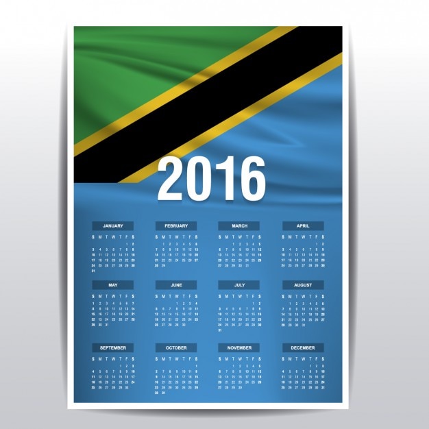 Gratis vector tanzania kalender van 2016