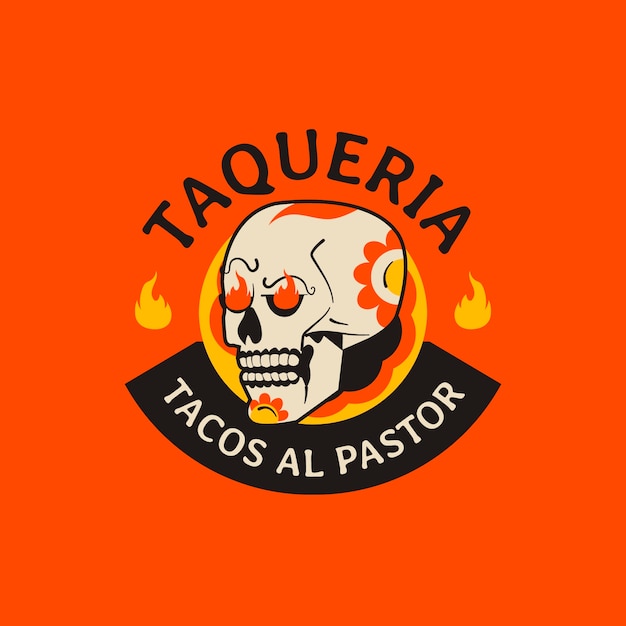 Taqueria restaurant handgetekende logo sjabloon