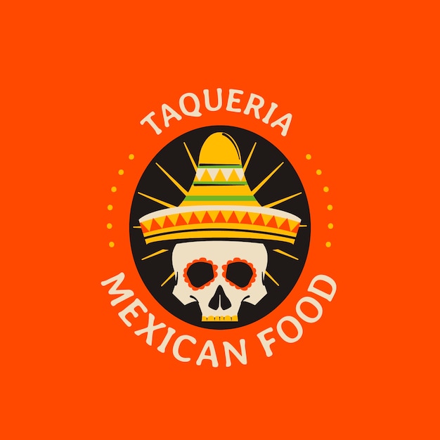Gratis vector taqueria restaurant handgetekende logo sjabloon