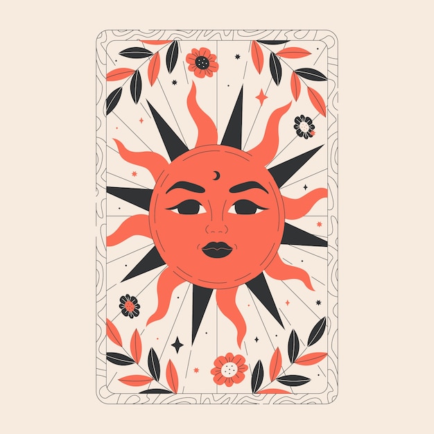 Tarotkaart boho ontwerp met zon