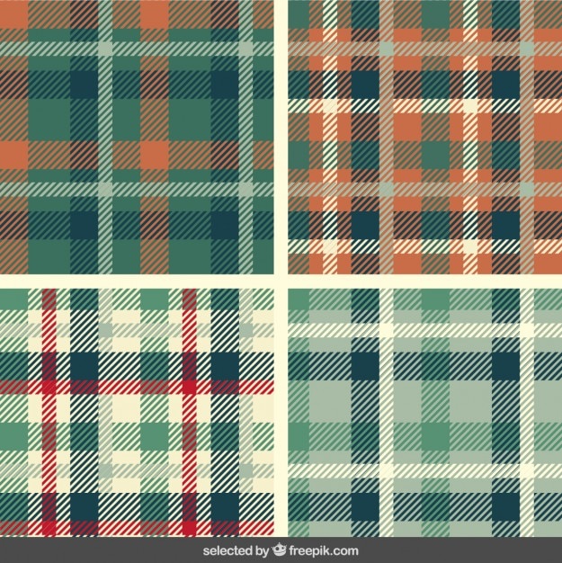 Gratis vector tartan patronen set