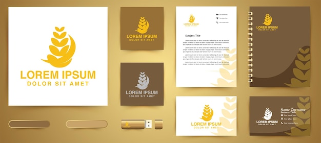 Tarwe logo en business branding sjabloon ontwerpen inspiratie geïsoleerd op witte achtergrond