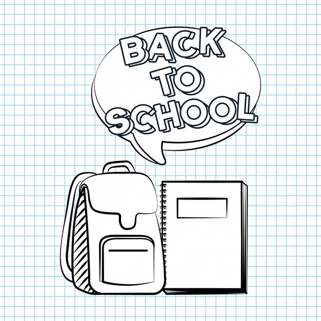 Gratis vector tas en boek, terug naar school illustratie