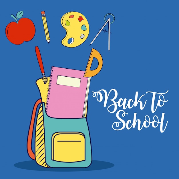 Gratis vector tas- en schoolelementen, grafische bronnen met betrekking tot terug naar school. illustratie