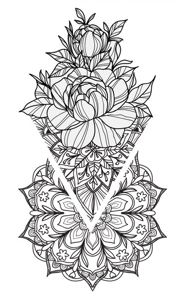 Verwonderlijk Tattoo kunst bloemen hand tekening en schets zwart en wit met lijn YO-21