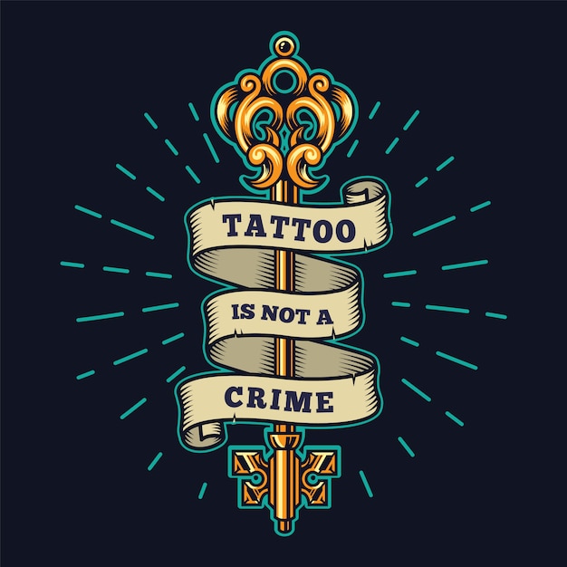 Gratis vector tattoo salon kleurrijke embleem