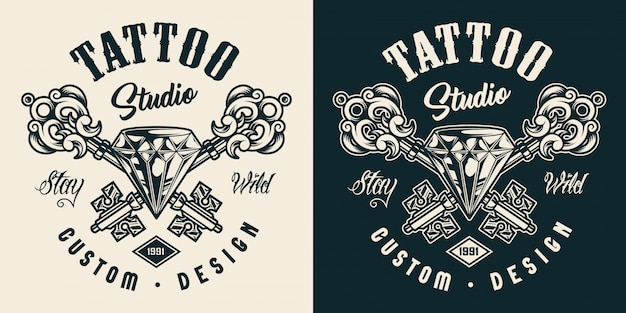 Tattoo salon zwart-wit label