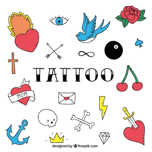 Gratis vector tattoo studio badges, full color