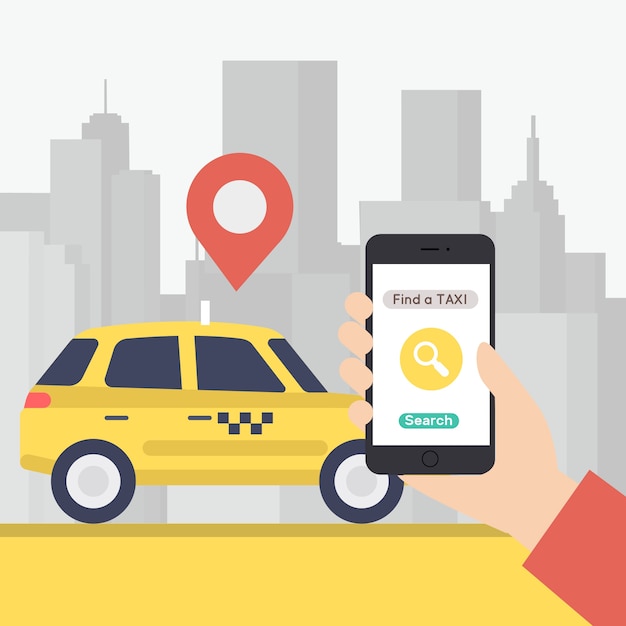 Gratis vector taxi app concept