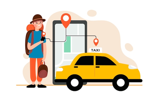 Gratis vector taxi app concept