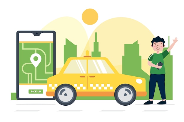 Gratis vector taxi app concept