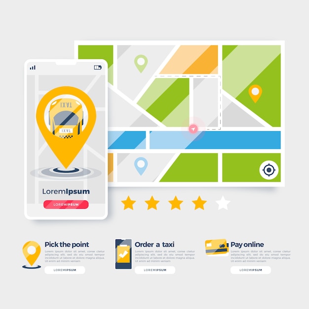 Gratis vector taxi app-interface concept