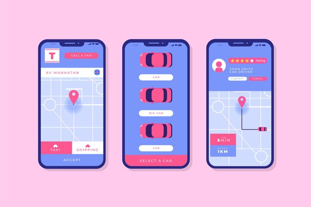 Gratis vector taxi app-interface concept