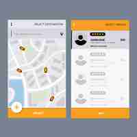 Gratis vector taxi app-interface