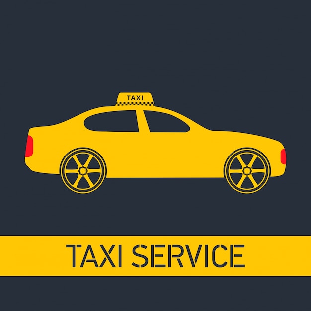 Gratis vector taxi pictogram taxi service gele taxi auto grijze achtergrond