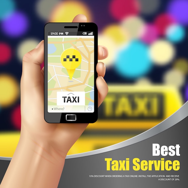 Taxi service toepassing advertentie