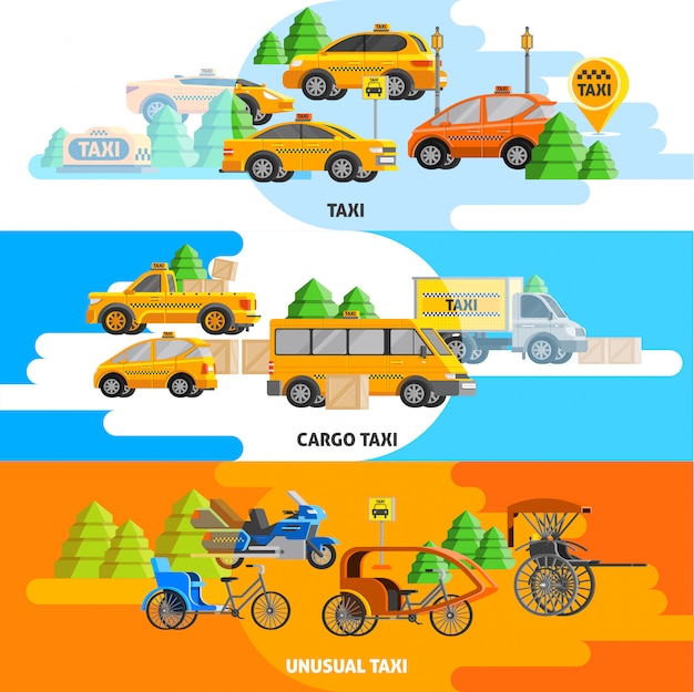 Gratis vector taxidienst horizontale banners