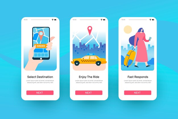 Taxiservice voor schermen van app-apps