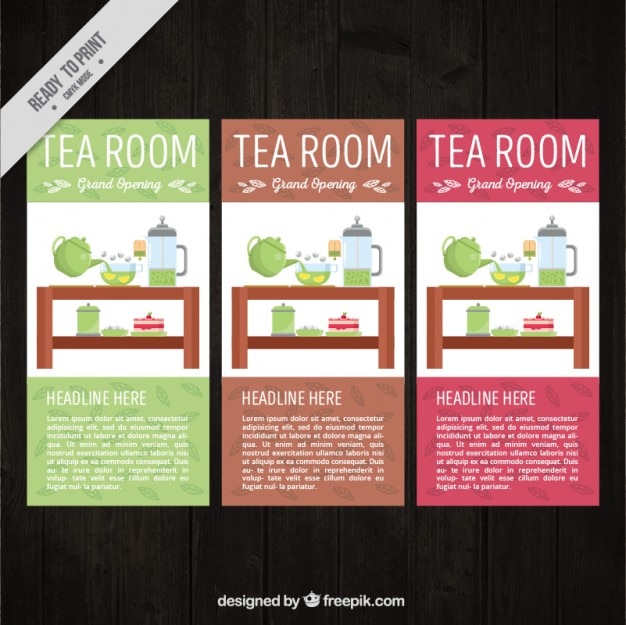 Gratis vector tea room flyer collectie