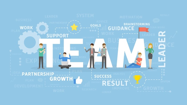 Gratis vector team concept illustratie idee van teamwork bedrijf en vaardigheden