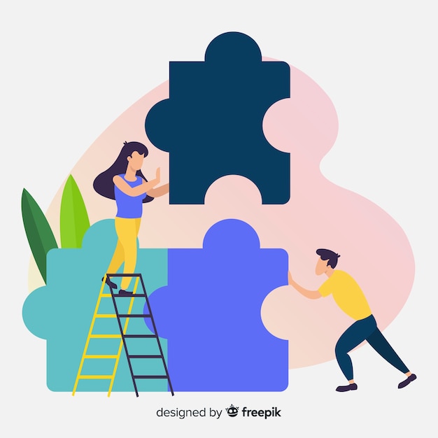 Gratis vector team verbindende puzzelachtergrond