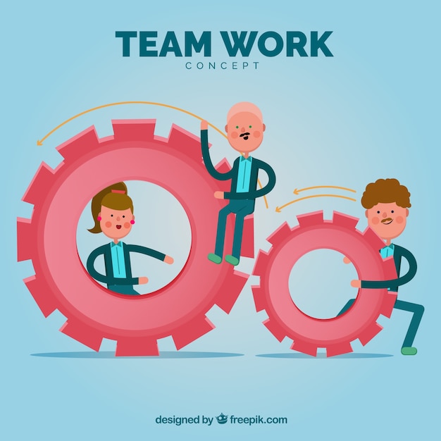 Gratis vector team werk concept met platte ontwerp