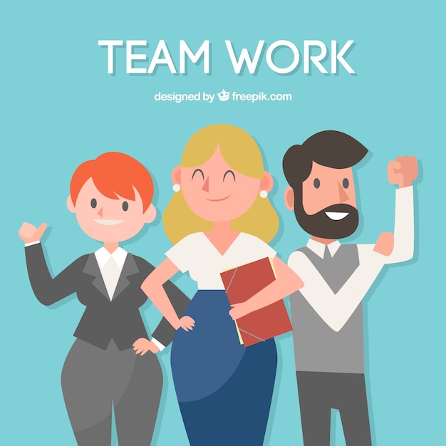 Gratis vector team werk concept met platte ontwerp