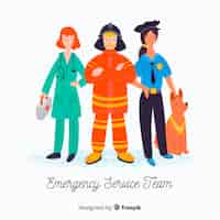 Gratis vector teampersonages voor hulpdiensten