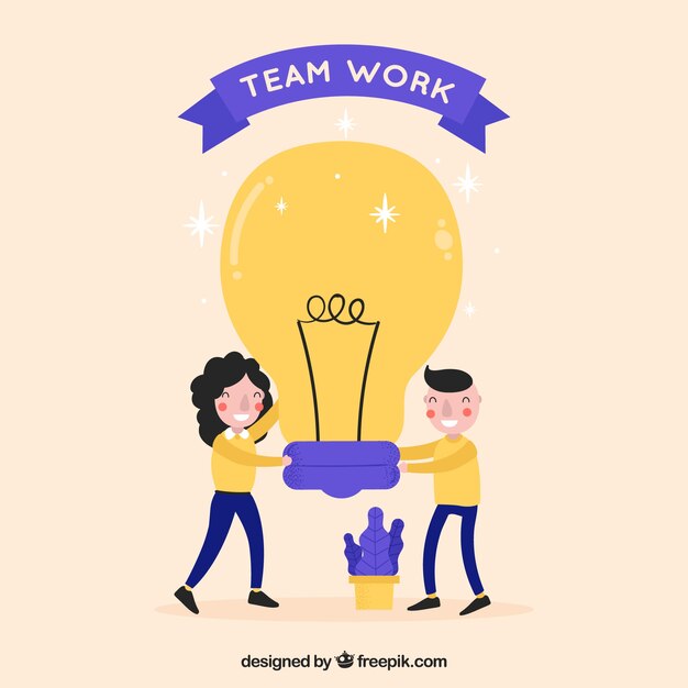 Gratis vector teamwerk achtergrond in hand getrokken stijl