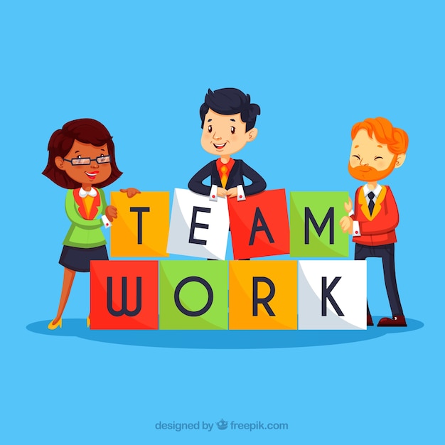 Gratis vector teamwerk achtergrond in vlakke stijl