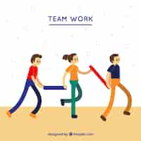 Gratis vector teamwerk achtergrond in vlakke stijl