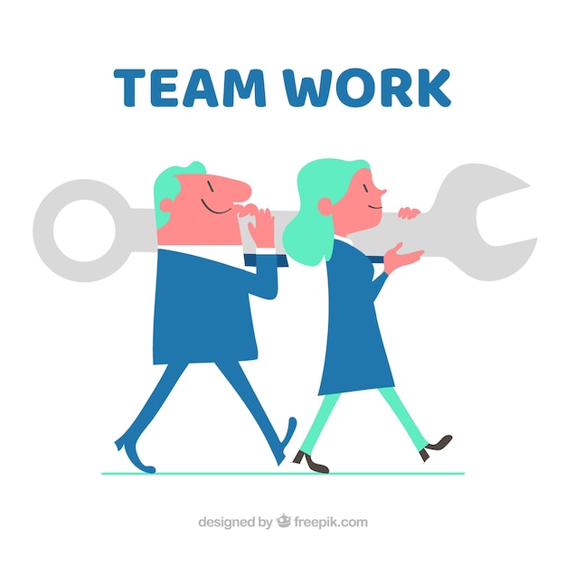 Gratis vector teamwerk achtergrond in vlakke stijl