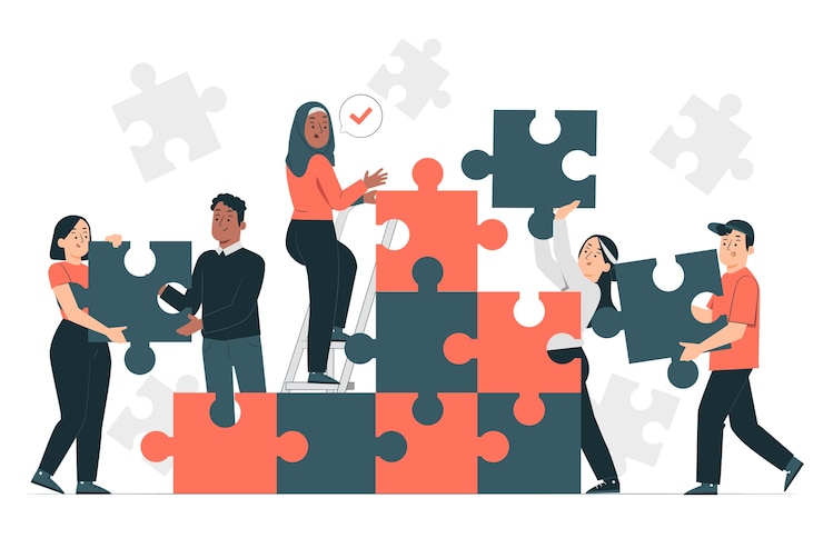 Gratis Vector teamwerk puzzel concept illustratie