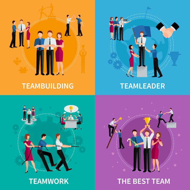 Gratis vector teamwork 2x2 concept